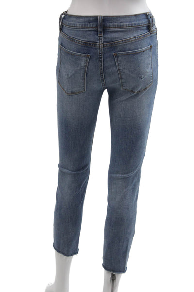 Hudson Women Ankle Cropped Skinny Jeans Blue Button Mid Rise Size 26