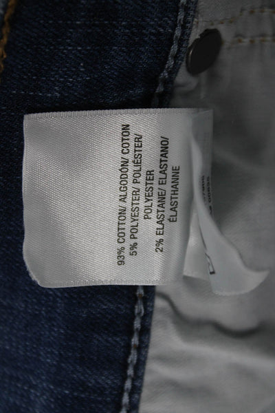 Hudson Women Ankle Cropped Skinny Jeans Blue Button Mid Rise Size 26