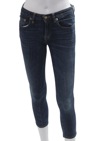 R13 Womens Cropped Skinny Dark Blue Jeans Size 26