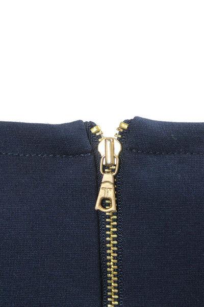 Trina Turk Women Dark Blue Shift Dress 3/4 Sleeve Knee Length Size 8