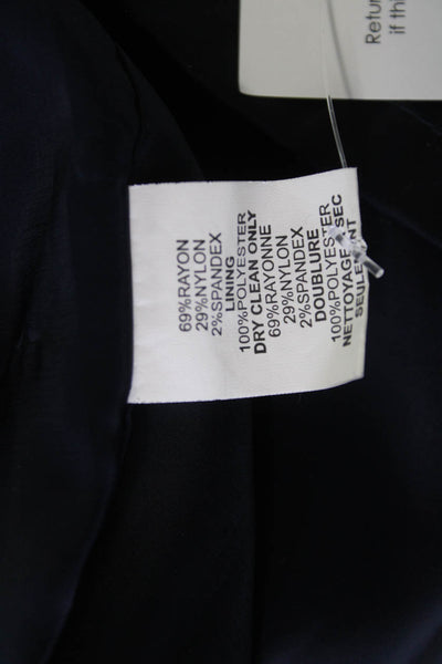 Trina Turk Women Dark Blue Shift Dress 3/4 Sleeve Knee Length Size 8