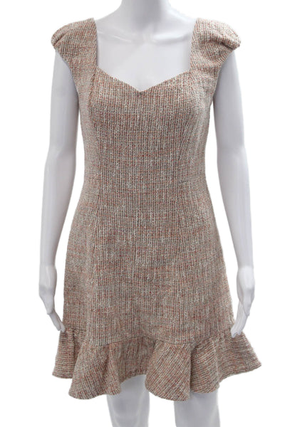 Rebecca Taylor Women Fit & Flare Mini Dress Beige Square Neck Size 8