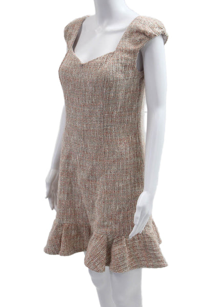 Rebecca Taylor Women Fit & Flare Mini Dress Beige Square Neck Size 8