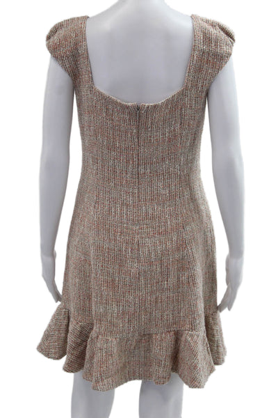 Rebecca Taylor Women Fit & Flare Mini Dress Beige Square Neck Size 8