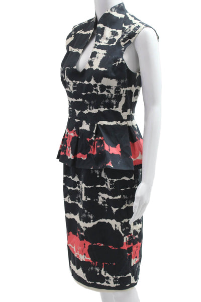 Black Halo Women Pencil Sheath Dress Black Mock Neck Sleeveless Size 8