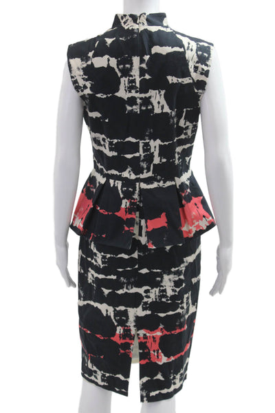 Black Halo Women Pencil Sheath Dress Black Mock Neck Sleeveless Size 8