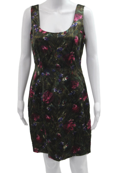 L.K. Bennett Women Sheath Dress Green Floral Sleeveless Size 8