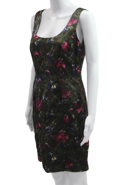 L.K. Bennett Women Sheath Dress Green Floral Sleeveless Size 8