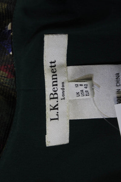 L.K. Bennett Women Sheath Dress Green Floral Sleeveless Size 8