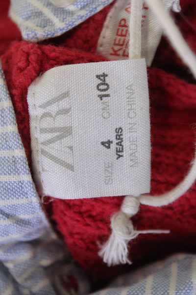 Zara Girls Knit Collared Long Sleeve Sweater Top Red Size 4