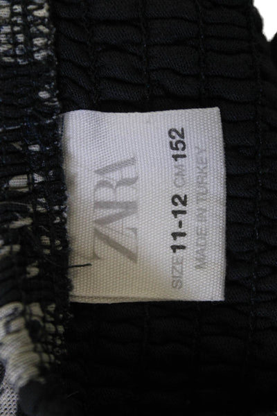 Zara Girls Floral Print Ruched Layered Skirt Black Size 11-12