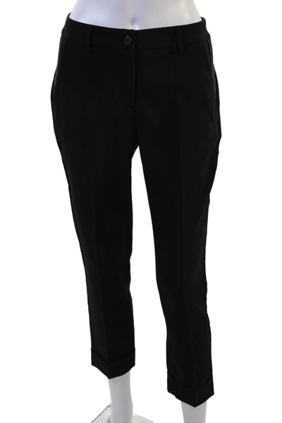 Hotel Particulier Women Ankle Cropped Dress Pants Black Polyester Size 36