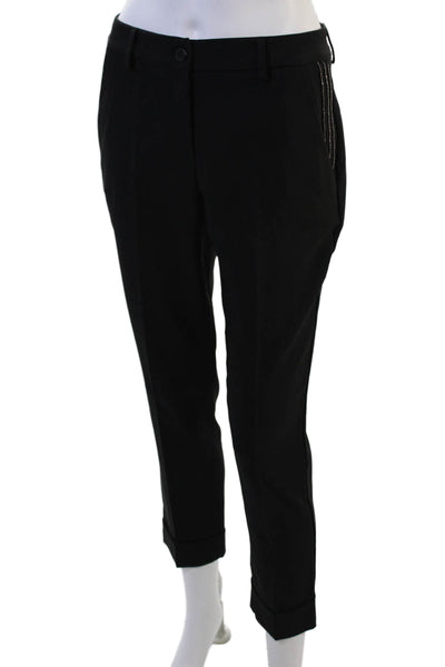 Hotel Particulier Women Ankle Cropped Dress Pants Black Polyester Size 36
