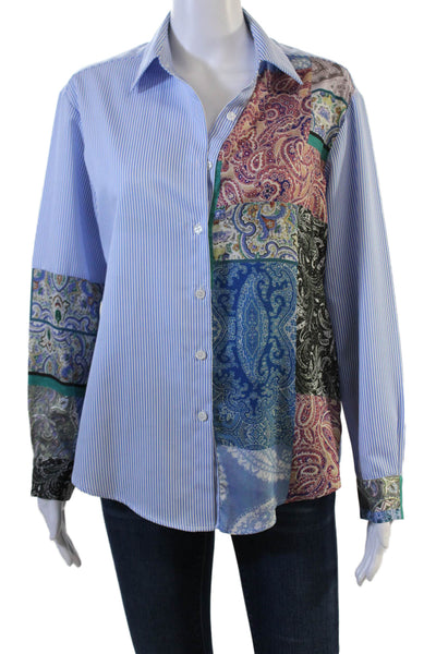 Drew Womens Black Paisley Bohemian Collared Button-Up Blouse Long Sleeve Size S