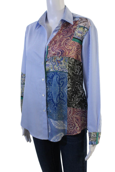 Drew Womens Black Paisley Bohemian Collared Button-Up Blouse Long Sleeve Size S