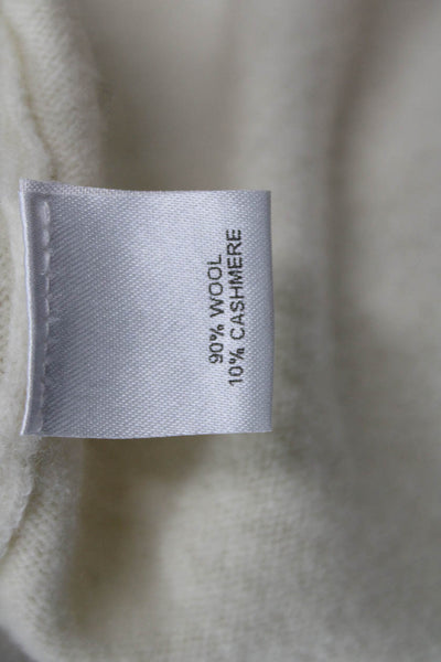 Michelle Mason Women Beige Wool Cashmere Crew Neck Pullover 3/4 Sleeve Size S