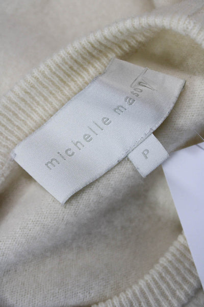 Michelle Mason Women Beige Wool Cashmere Crew Neck Pullover 3/4 Sleeve Size S