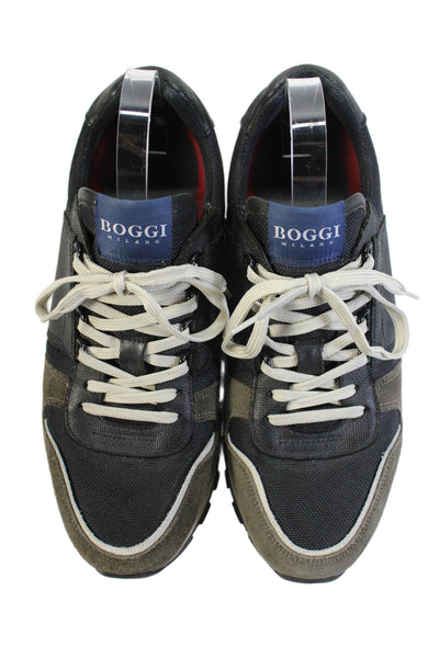 Boggi Mens Suede Trim Color Block Fashion Sneakers Shoes Black Green Size 6