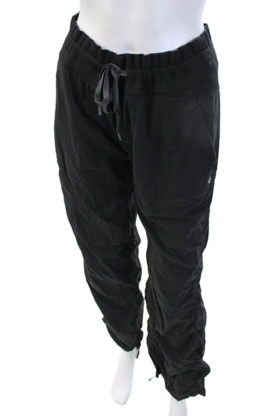 Lululemon Womens Drawstring Striped Tie Ankle Sweatpants Black Size 8