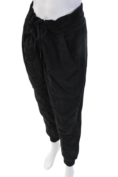 Lululemon Womens Striped Drawstring Jogger Sweatpants Black Size 8