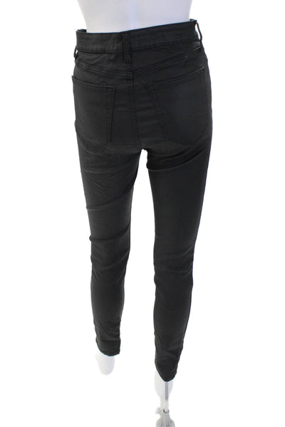 MNG Womens Ankle Jegging Pants Black Solid Button Size 6