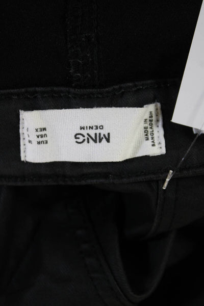 MNG Womens Ankle Jegging Pants Black Solid Button Size 6