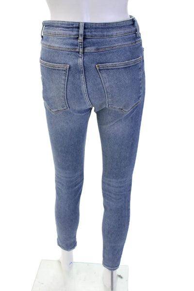 Zara Woman Womens Skinny Ankle Jeans Blue Cotton Blend Mid Rise Size 6