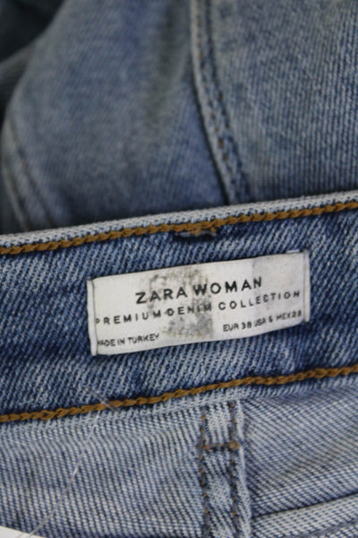 Zara Woman Womens Skinny Ankle Jeans Blue Cotton Blend Mid Rise Size 6