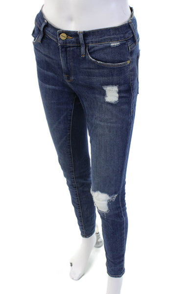 Frame Denim Women Skinny Dark Blue Jeans Button Mid Rise Size 27