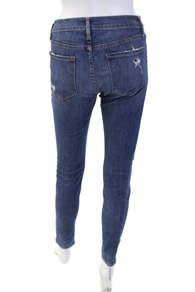 Frame Denim Women Skinny Dark Blue Jeans Button Mid Rise Size 27