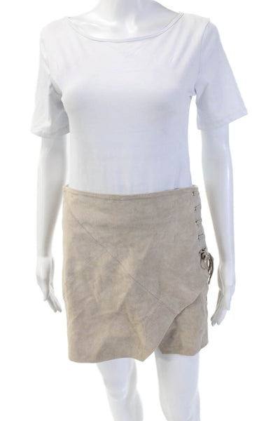 BLANKNYC Womens Leather Mini Wrap Skirt Beige Size 28