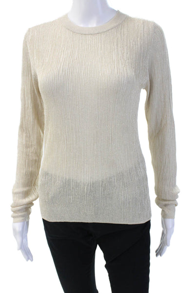 MNG Womens Pullover Sweater Beige Crew Neck Long Sleeve Size M