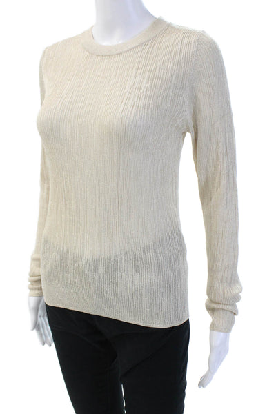 MNG Womens Pullover Sweater Beige Crew Neck Long Sleeve Size M