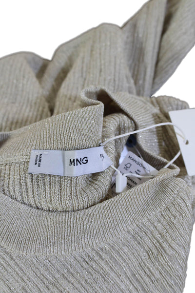 MNG Womens Pullover Sweater Beige Crew Neck Long Sleeve Size M