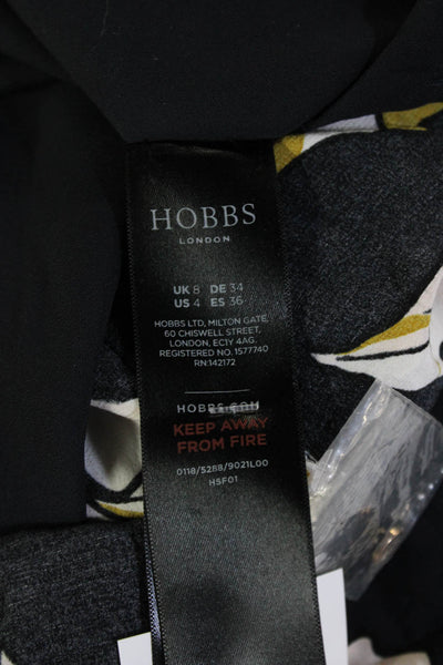 Hobbs London Womens Shift Shirt Dress Black Floral 3/4 Sleeve Size 4