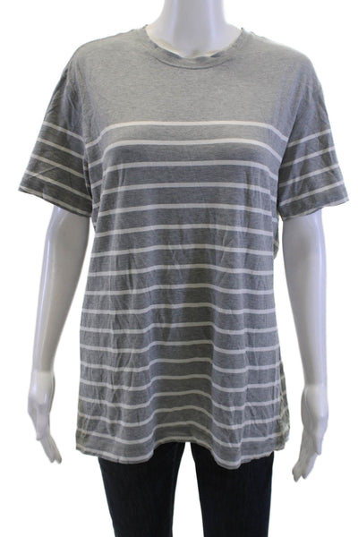 Lululemon Mens Striped Gray Crew Neck Short Sleeve T-Shirt Nylon Blend Size S