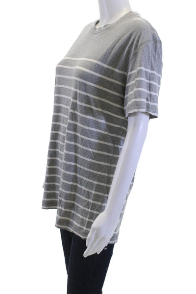 Lululemon Mens Striped Gray Crew Neck Short Sleeve T-Shirt Nylon Blend Size S