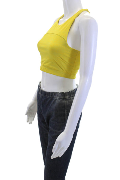 Outdoor Voices Womens Striped Sports Bra Yellow Green Size Small