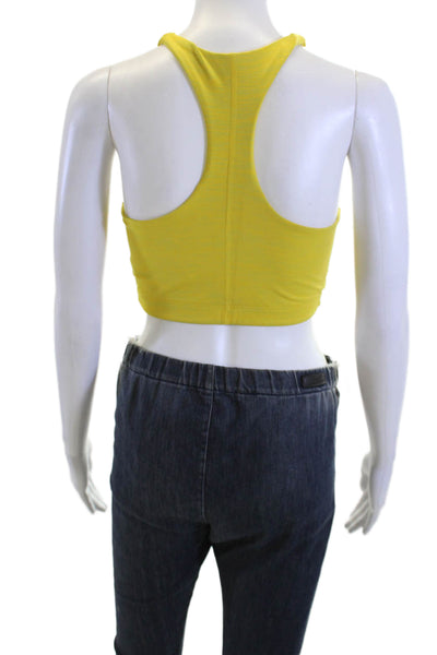 Outdoor Voices Womens Striped Sports Bra Yellow Green Size Small