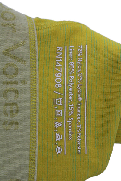 Outdoor Voices Womens Striped Sports Bra Yellow Green Size Small