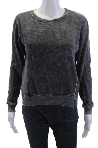 Soul Cycle Women Pullover Sweatshirt Dark Gray Cotton Zip Size XS