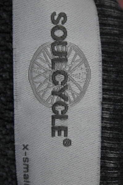 Soul Cycle Women Pullover Sweatshirt Dark Gray Cotton Zip Size XS