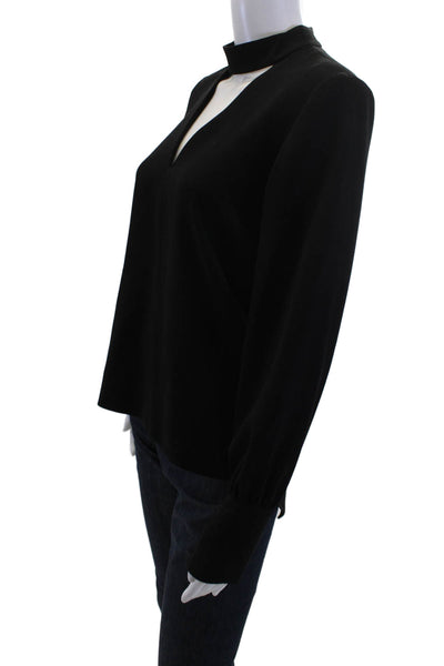 Zara Woman Womens Black Mock Neck Long Sleeve Blouse Polyester Blend Size XS