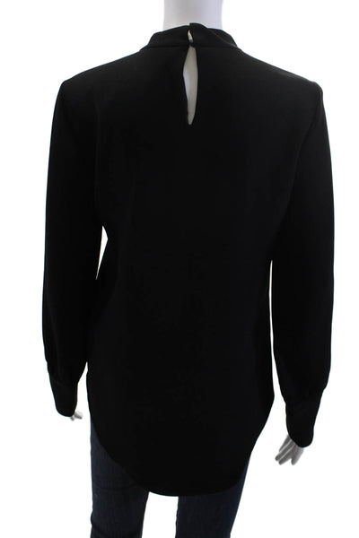 Zara Woman Womens Black Mock Neck Long Sleeve Blouse Polyester Blend Size XS