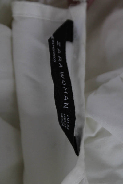 Zara Woman Womens White Cotton Crew Neck Long Sleeve Blouse Size XS