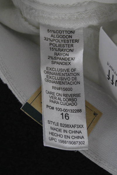 Democracy Womens White High Rise Ankle Cropped Pants Plus Size 16