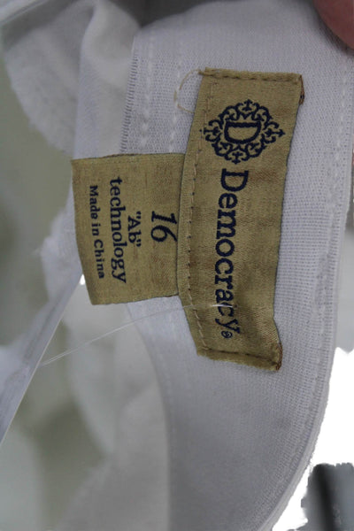 Democracy Womens White High Rise Ankle Cropped Pants Plus Size 16
