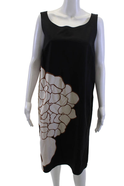 Lafayette 148 New York Women Shift Dress Black Floral Sleeveless Size XL