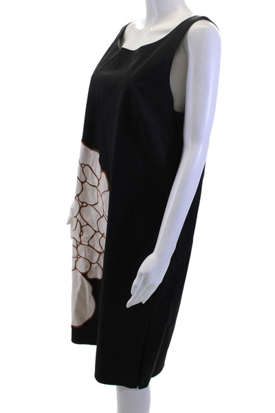 Lafayette 148 New York Women Shift Dress Black Floral Sleeveless Size XL