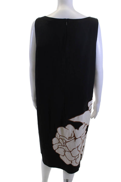 Lafayette 148 New York Women Shift Dress Black Floral Sleeveless Size XL